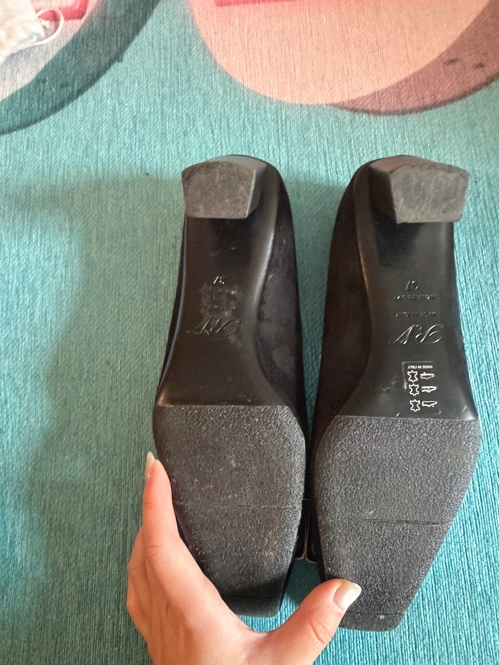 Roger Vivier Black Suede Square-Toe Flats with Silver Buckles - Picture 3 of 3